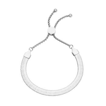 Seidiges Fischgr&auml;ten-Gliederarmband, ca. 18 cm, Edelstahl ca. 7,00g