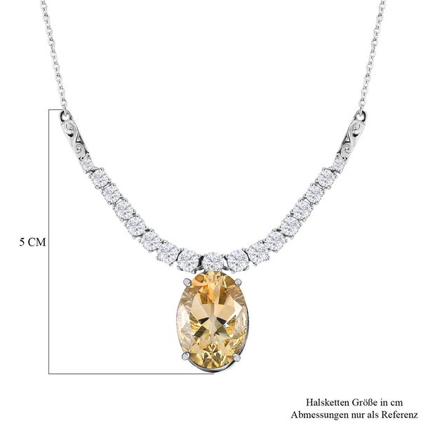 Citrin, wei&szlig;er Zirkon Anh&auml;nger mit Kette im Set, ca. 50 cm, 925 Silber platiniert ca. 15,15 ct image number 7