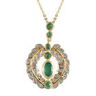 Kagem Sambischer Smaragd, Anhänger mit Kette, 925 Silber vergoldet, ca. 1.13 ct