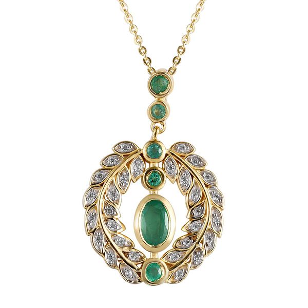 Kagem Sambischer Smaragd, Anhänger mit Kette, 925 Silber vergoldet, ca. 1.13 ct image number 0