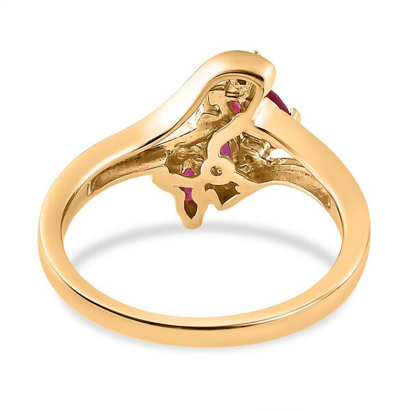 Afrikanischer Rubin (Fissure gefüllt), Weißer Zirkon Ring, 925 Silber Gelbgold Vermeil, (Größe 21.00) ca. 0.66 ct image number 6