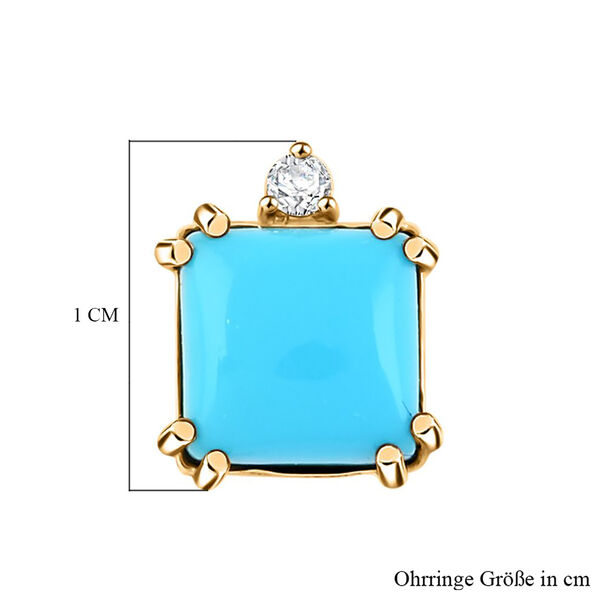 LUXORO zertifiziert und gepr&uuml;ft AAA Sleeping Beauty T&uuml;rkis und Diamant Ohrringe in 417 Gold - 3,60 ct. image number 4