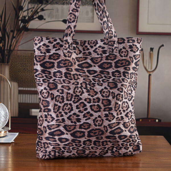 Shopper Tasche mit Leopardenmuster, 40x5,5x39cm, Grau image number 1