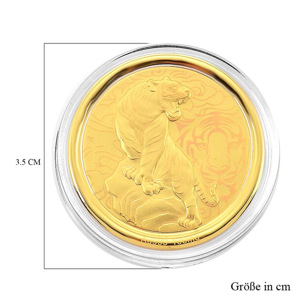 999er Goldm&uuml;nzefolie mit Tigermotiv und Regenbogen-Designlinie, 100mg image number 3