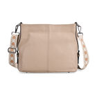 Echtleder-Crossbody-Tasche aus geprägtem Leder, verstellbarer Schulterriemen (ca. 120 cm), 32x12x25 cm, Hellbraun