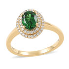 ILIANA Tsavorit Granat und Diamant Halo-Ring in Gold image number 0