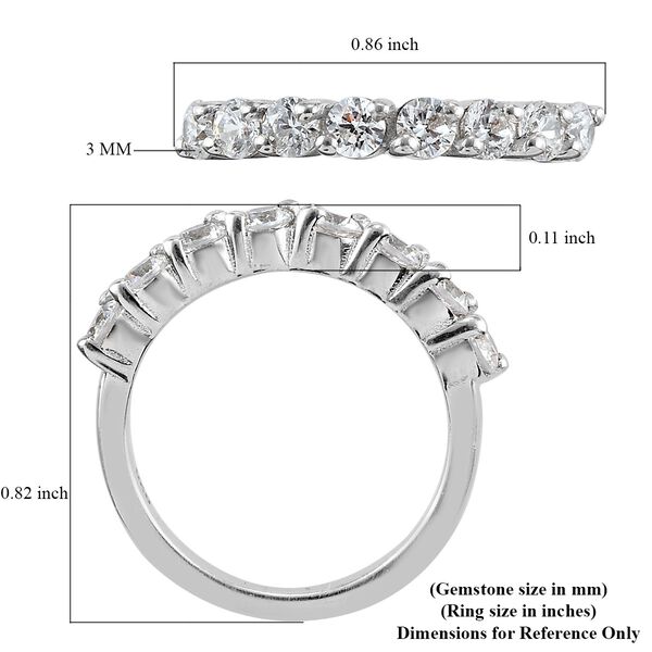 LUSTRO STELLA Hergestellt mit ZIRKONIA Half Eternity Ring 925 Silber Platin-&Uuml;berzug image number 4