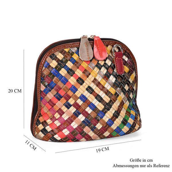 Chaos by Elsie- Echtleder Umhängetasche mit RFID-Schutz, Webmuster, 19x11x20cm image number 6