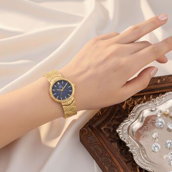 STRADA - Japanisches Uhrwerk, Marineblaues Zifferblatt mit goldplattiertem Alloy Armband, 20 cm