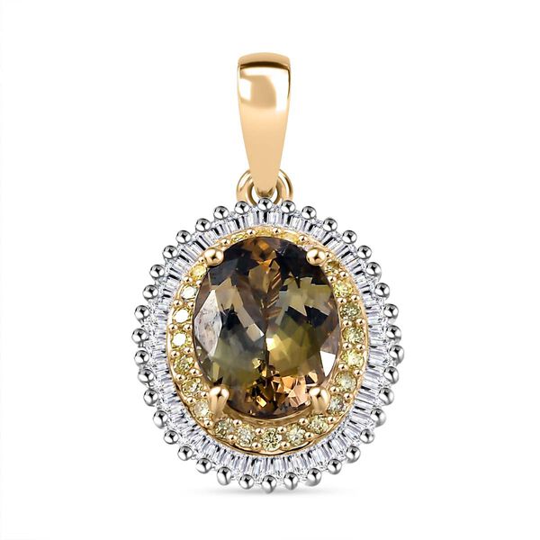 AAA natürlicher goldener Tansanit, gelber und weißer Diamant Anhänger in 585 Gold - 2,37 ct. image number 0