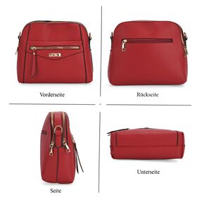 Crossbody-Tasche mit mehreren Rei&szlig;verschlussf&auml;chern und abnehmbarem Gurt, 25x9x18cm, Rot