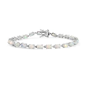AA Natürlicher, äthiopischer Welo Opal Armband ca. 20 cm 925 Silber rhodiniert ca. 6,62 ct.