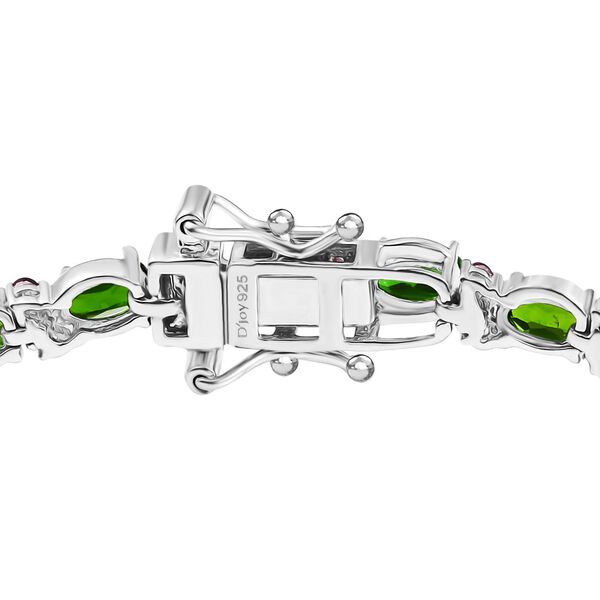 D'joy Nat&uuml;rlicher Chromdiopsid, Nat&uuml;rlicher Rhodolith Granat Armband ca. 20 cm 925 Silber rhodiniert ca. 8.67 ct image number 3