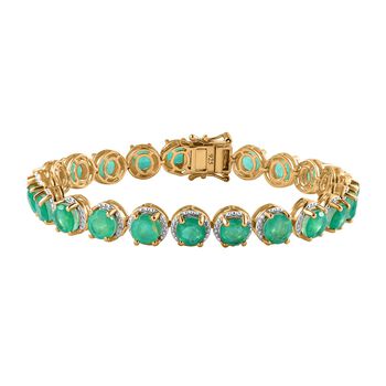 Smaragd-Triplette-Quarz Armband ca. 19 cm 925 Silber Gelbgold Vermeil ca. 22,59 ct.