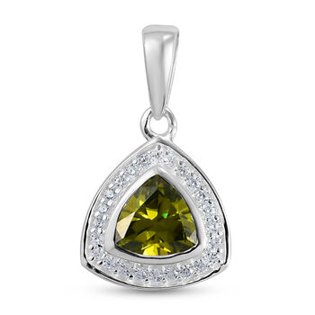 LUSTRO STELLA - Wei&szlig;er und Peridot farbener Zirkonia-Anh&auml;nger, 925 Silber ca. 1,46 ct