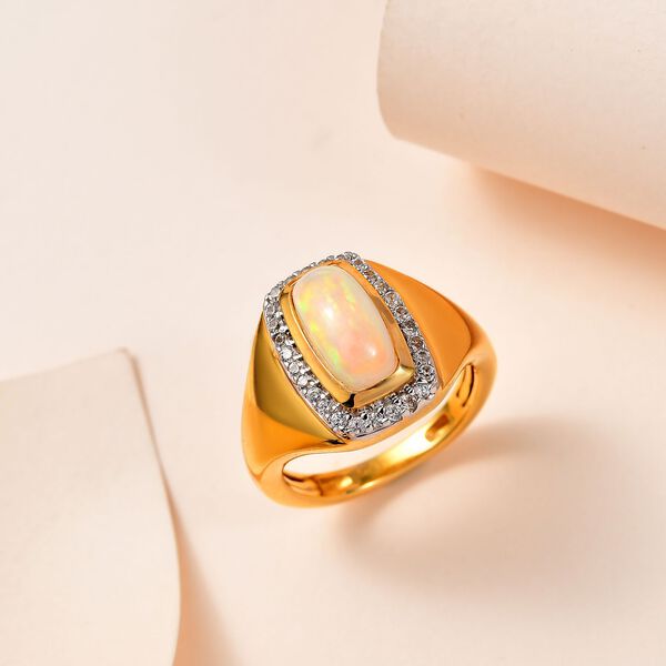 Natürlicher, äthiopischer Welo Opal und Zirkon-Ring - 1,31 ct. image number 2