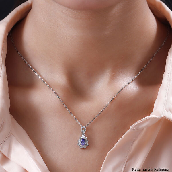 Tansanit und wei&szlig;er Zirkon-Anh&auml;nger - 0,67 ct. image number 2