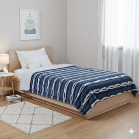 LIVMORE superweiche, doppellagige Kunstfelldecke mit Sherpa-Futter, 500+180 gsm, Blau