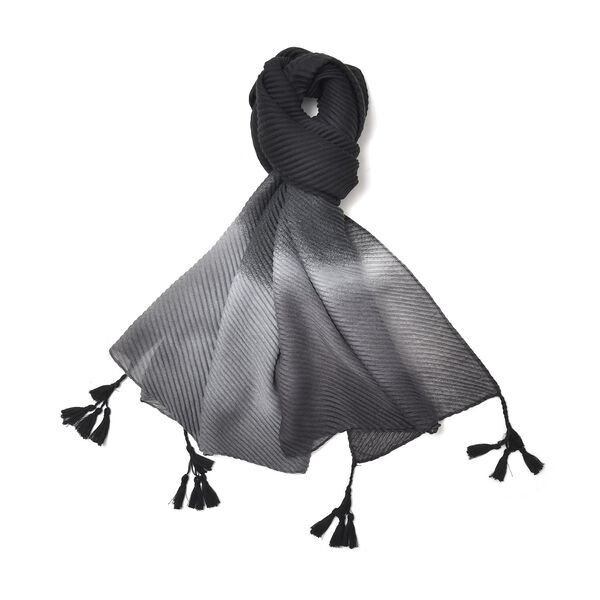 Plissee Schal mit Quasten und Farbverlauf, 180x90cm, schwarz image number 6