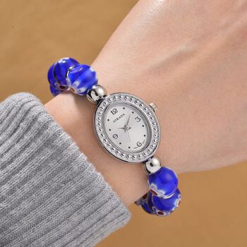 STRADA flexible blaue Armbanduhr im Murano-Stil, Japanisches Uhrwerk