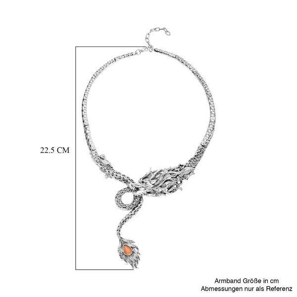 Stimulierte, orange Katzenauge und wei&szlig;e Kristall-Halskette, 40,5 cm image number 8