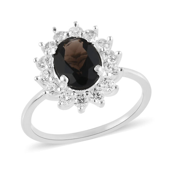 Rauchquarz und Zirkonia Ring 925 Silber image number 4