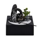 Haus und Garten Wasserbrunnen mit Licht und Tempel, 23x23x22 cm, Schlafender Buddha