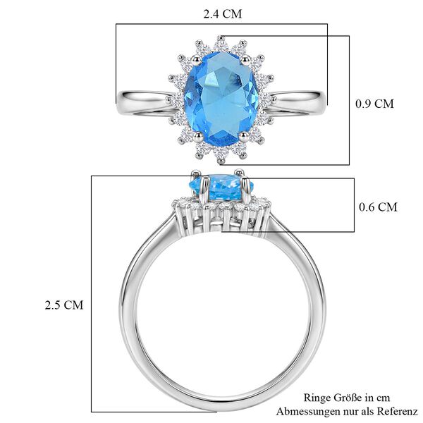 Wei&szlig;er Zirkonia, Blaues Glas Ring Nickelfreies Messing (Gr&ouml;&szlig;e 20.00) image number 6