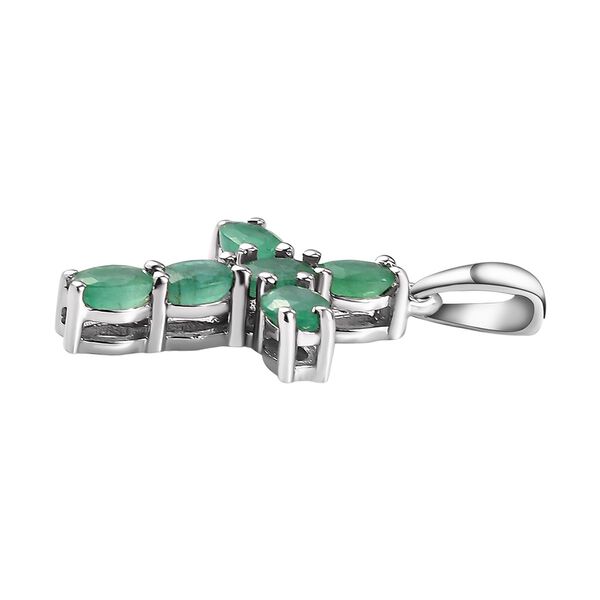 Kagem sambischer Smaragd Kreuz-Anhänger, 925 Silber platiniert ca. 0.98 ct image number 4