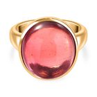 Lab Created Padparadscha-Saphir Ring 925 Silber 750 Gelbgold Vermeil (Größe 21.00) ca. 16.57 ct