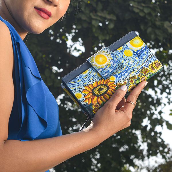 SUKRITI -RFID Echtleder Portemonnaie, dunkelblau image number 2