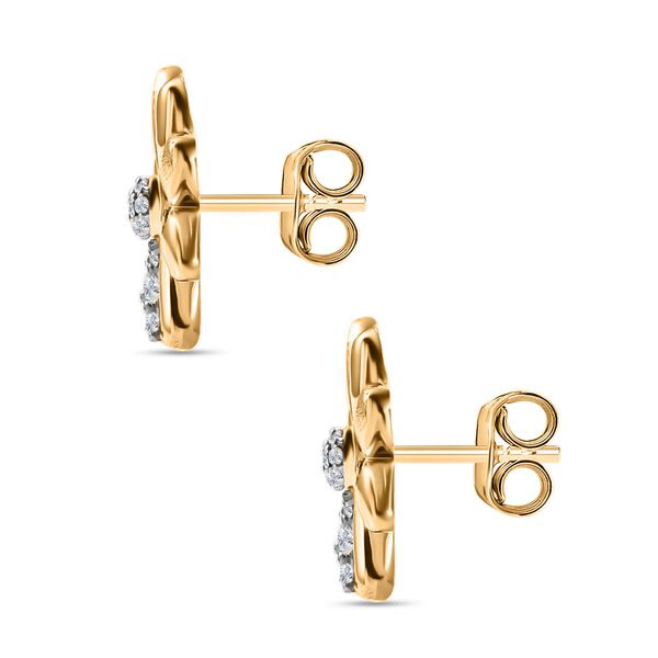 GP Italian Garden Kollektion - Weiße Diamant und Kanchanaburi blaue Saphir Ohrringe, 925 Silber 750 Gelbgold Vermeil - 0,14 ct. image number 5