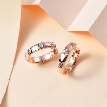 Wei&szlig;er Diamant P Ohrringe 925 Silber Ros&eacute;gold Vermeil ca.