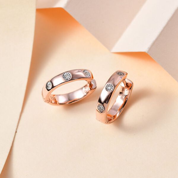 Wei&szlig;er Diamant P Ohrringe 925 Silber Ros&eacute;gold Vermeil ca. image number 2