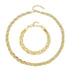 2er Set - Geflochtene Halskette und Armband, Edelstahl goldfarben