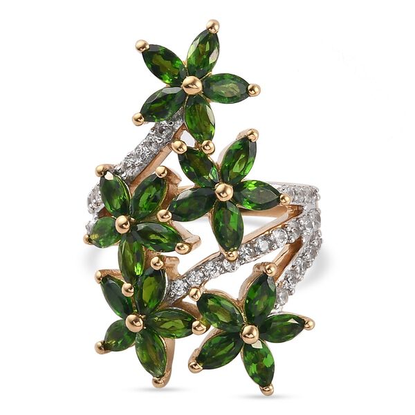 Nat&uuml;rlicher Chromdiopsid und Zirkon-Ring - 4,13 ct.