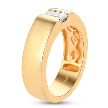 88 Facetten Moissanit Ring 925 Silber Gelbgold Vermeil  ca. 0,62 ct
