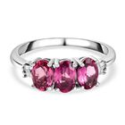 Lotus Granat und wei&szlig;er Diamant-Ring, 925 Silber platiniert (Gr&ouml;&szlig;e 16.00) ca. 1.74 ct