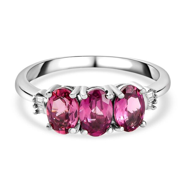 Lotus Granat und wei&szlig;er Diamant-Ring, 925 Silber platiniert  ca. 1,74 ct image number 0