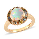 Natürlicher, äthiopischer Opal und mehrfarbiger Diamant-Ring, 925 Silber Gelbgold Vermeil  ca. 1,70 ct image number 3