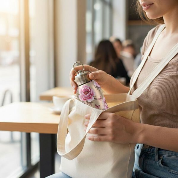 LIVMORE Edelstahl Trinkflasche 260 ml ca. 14 cm Rosenbl&uuml;te Ros&eacute;gold image number 3
