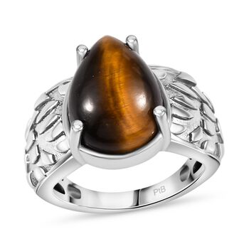 Tigerauge Ring Nickelfreies Messing (Gr&ouml;&szlig;e 19.00) ca. 5.39 ct