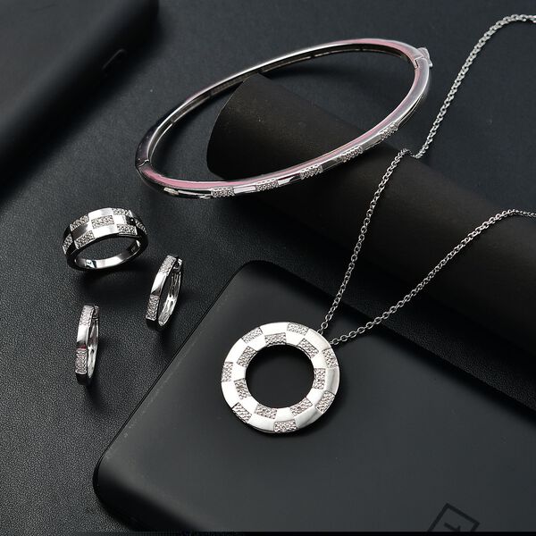 Wei&szlig;es Diamant-Schmuckset, Silberton - 0,11 ct. image number 2