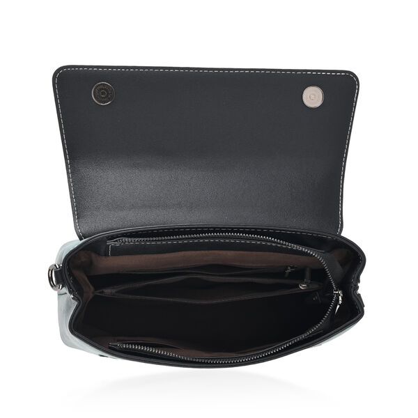 Florale Kunstprint Crossbody-Tasche mit gemustertem Schulterriemen, 29 x 11 x 21 cm, Petrol image number 5