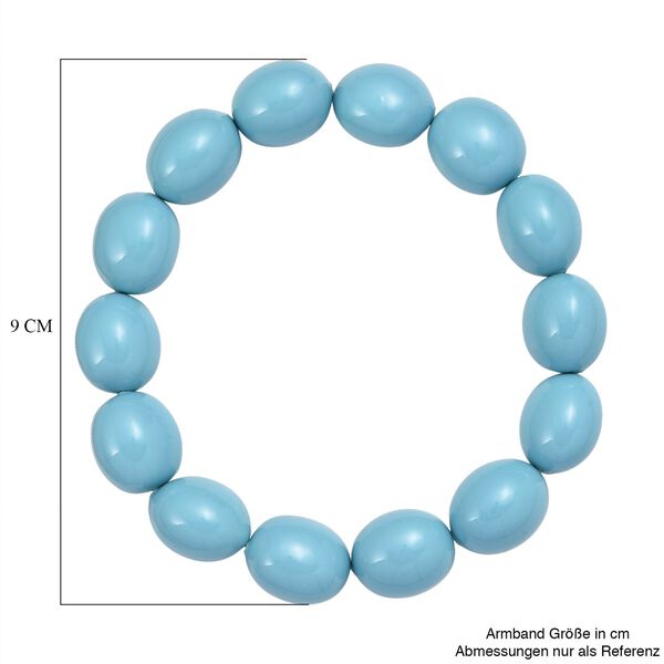 Flexibles Sleeping Beauty t&uuml;rkisfarbenes Oval Muschelkernperle Armband image number 4