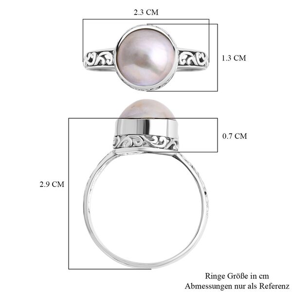 Royal Bali Kollektion - Weißer Mabe Perle Ring image number 5