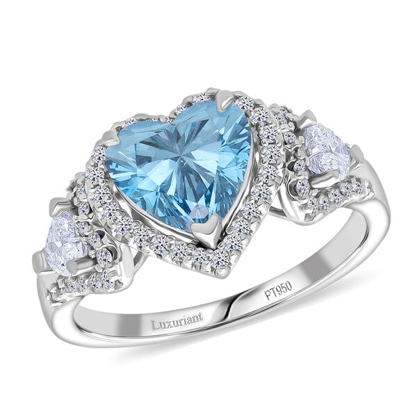 LUXURIANT DIAMANT - Lab Grown Blauer Diamant VS-EF, Lab Grown Diamant VS-EF IGI zertifiziert Ring 950 Platin (Gr&ouml;&szlig;e 18.00) ca. 3,00 ct image number 3