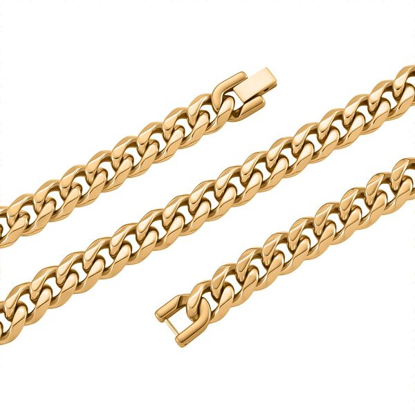 316L Edelstahl IP-Gelbbeschichtung Panzer Edelstahl Halskette ca. 45 cm ca. 56,00g image number 4