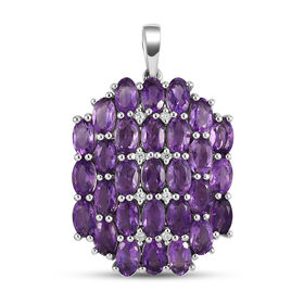 Afrikanischer Amethyst und weißer Zirkon-Anhänger, 925 Silber platiniert ca. 6,44 ct