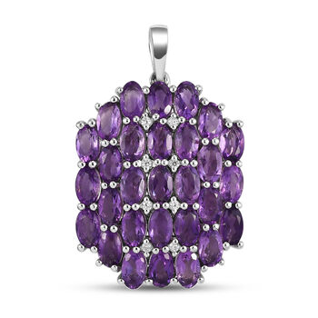 Afrikanischer Amethyst und wei&szlig;er Zirkon-Anh&auml;nger, 925 Silber platiniert ca. 6,44 ct